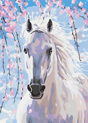 Картина по номерам Лошадь в цветах сакуры Brushme 40 х 50 BS8528