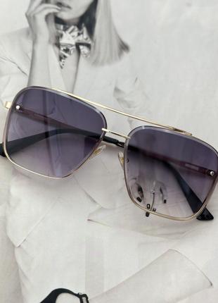 Квадратные очки авиаторы с серой линзой (6634)