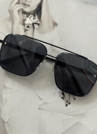 Квадратные очки авиаторы Черный в черном (6634)