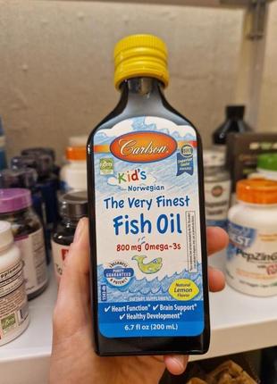 Carlson Labs, для детей рыбий жир,  лимонный вкус, 800 мг,