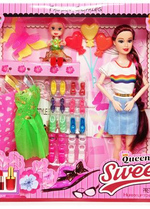 Игровой набор Кукла с дочкой "Quenn Sweet" 313K43(Blue) с аксе...