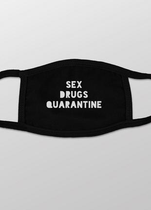 Маска захисна "Sex, Drugs, Quarantine", Чорний, Black, англійська