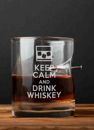 Склянка з цвяхом "Keep calm and drink whiskey", англійська, Ту...