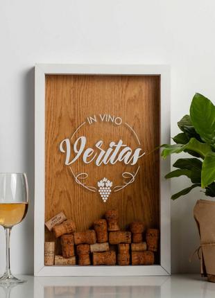 Копілка для винних корків "In vino veritas", white-brown, whit...