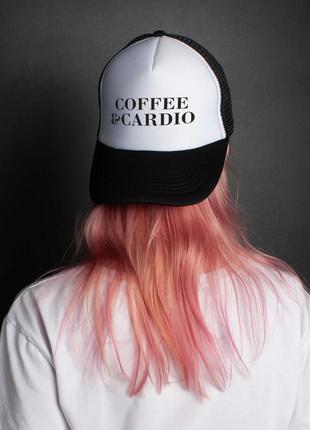 Кепка "Coffee and cardio", Білий, White, англійська