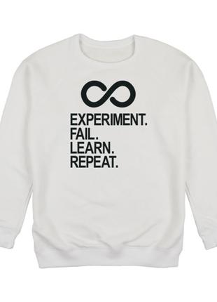 Світшот унісекс "Experiment Fail Learn Repeat", Білий, L, Whit...