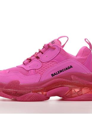 Женские кроссовки Balenciaga Triple S Clear Sole Neon Pink, ко...