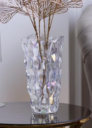 Стеклянная ваза 29 см для цветов, прозрачная, оттенок хамелеон