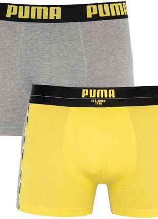 Трусы-боксеры Puma Statement Boxer 2-pack L gray/yellow 501006...