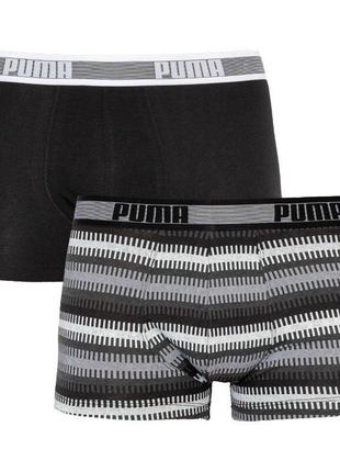 Трусы-боксеры Puma Worldhood Stripe Trunk 2-pack S black/gray/...