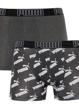 Трусы-боксеры Puma Big Logo AOP Boxer 2-pack dark S dark gray/...