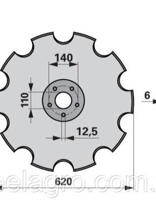 Диск борони 620х6мм ф110мм 5отв. 12.5 мм PR 620/TL6 Farmet (90...