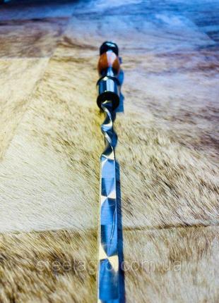 Шампур с деревянной ручкой 750Х12Х3 мм двухколяровый Код/Артик...