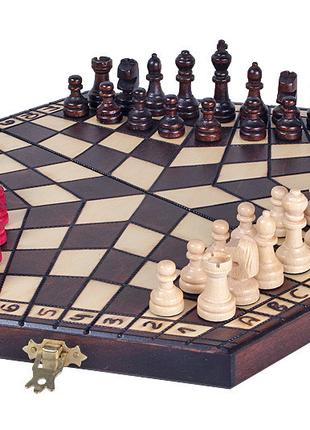 Тройные шахматы деревянные подарочные Тройка шахматная доска н...