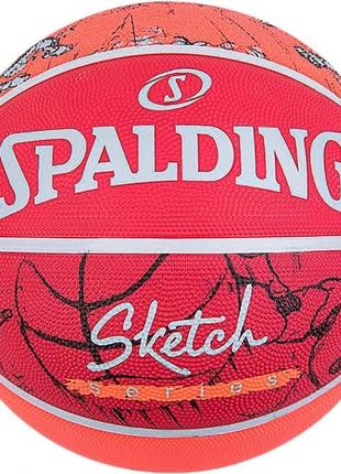 Мяч баскетбольный резиновый №7 Spalding Sketch Drible Красный ...