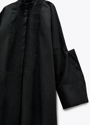 Zara - Поплиновое платье со складками черное