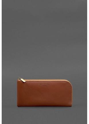 Кожаное портмоне-купюрник на молнии 14.1 светло-коричневое GG