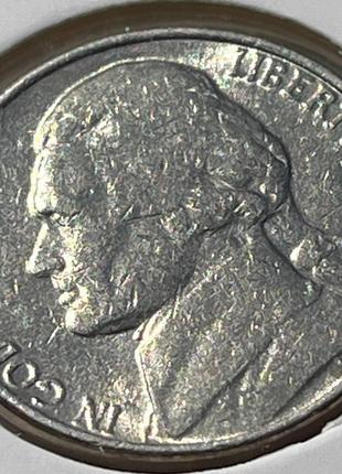 Монета США 5 центів, 1991 року, Jefferson Nickel, Мітка монетн...