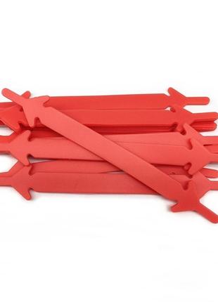 Силиконовые шнурки одной длинны эластичные 12шт (6 пар) Красные