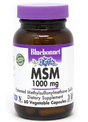 Минералы Bluebonnet Nutrition МСМ 1000 мг, MSM, 60 вегетарианс...