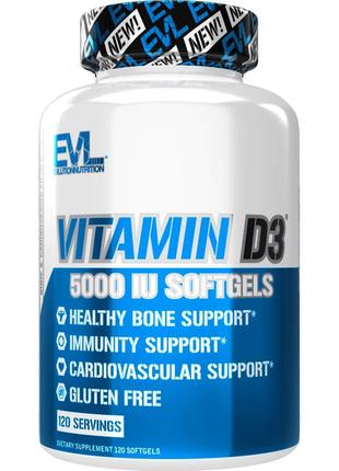 Витамин D3 Evlution Nutrition Vitamin D3 5,000 IU, 120 Softgels