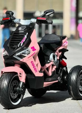 Детский электромотоцикл Gogo (розовый цвет) с подсветкой колес