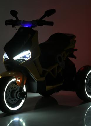 Детский электромотоцикл Gogo (желтый цвет) с подсветкой колес