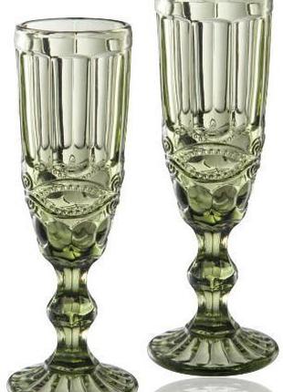 Набір 6 келихів для шампанського Elodia Вінтаж 180 мл, смарагд...