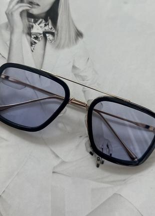 Сонцезахисні окуляри Тоні Старка Синій з чорним в золоті (096576)