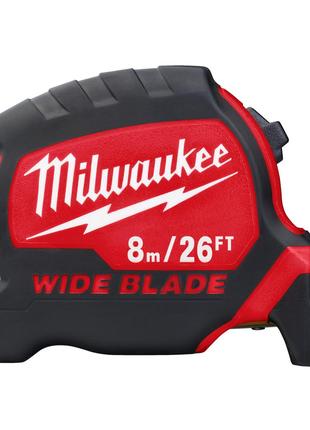 Рулетка метрична MILWAUKEE WIDE BLADE, 8м-26фт (футовая)