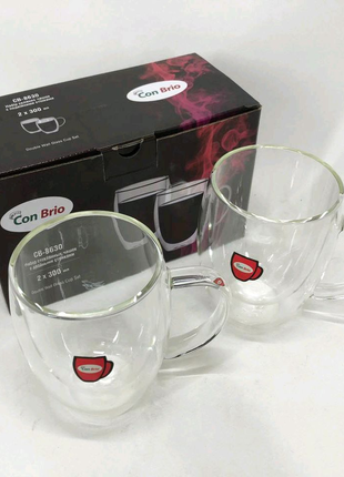Набір скляних чашок з подвійними стінками Con Brio CB-8630
