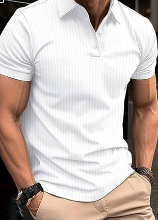Мужская футболка-поло мустанг белый