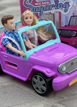 Машина кабриолет с куклой Барби 30 см семья, ОБЗОР ИГРУШКИ авт...