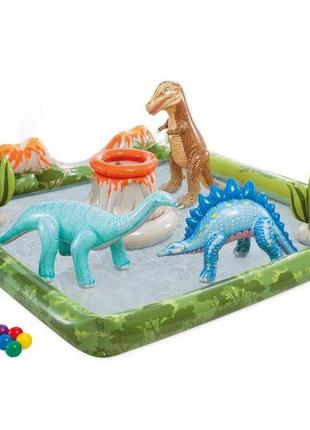 Intex Игровой центр "Парк динозавров", размер 201x201x36 см, о...