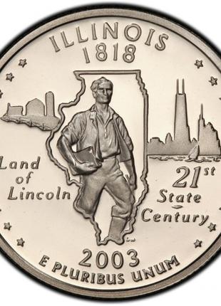 США ¼ доллара, 2003 Квотер штата Иллинойс №1842