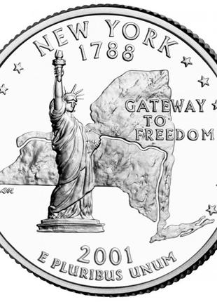 США ¼ доллара, 2001 Квотер штата Нью-Йорк №1813