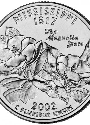 США ¼ доллара, 2002 Квотер штата Миссисипи №1829