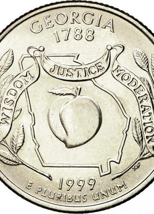 США ¼ доллара, 1999 Квотер штата Джорджия №1841