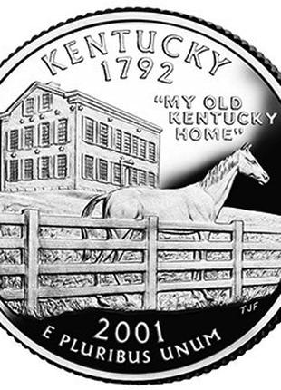 США ¼ доллара, 2001 Квотер штата Кентукки №1822