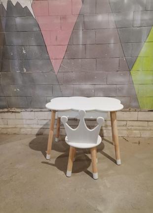 Детский столик облако и стульчик Корона Белый МДФ