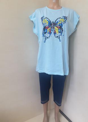 Жіночий літній костюм футболка бриджі Туреччина метелик 52 54 ...