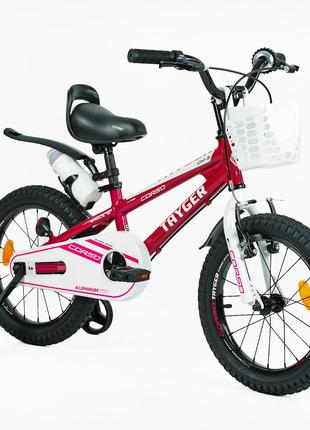Детский велосипед Corso Tayger 16" алюминиевая рама, корзинка,...