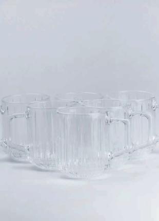 Чашка из прозрачного стекла 310мл для кофе и чая, набор чашек ...