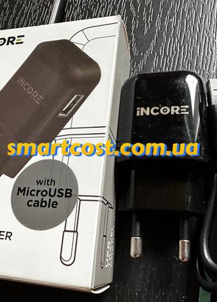 Сетевое зарядное устройство INCORE 3207A micro USB 1.0A Black
