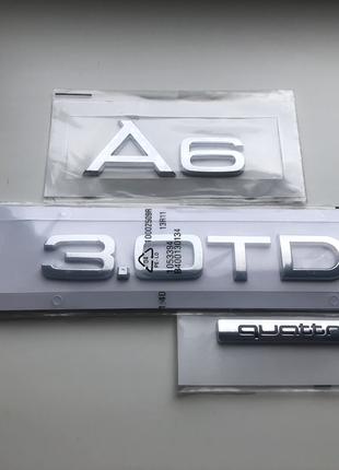 Шильдик на багажник Аудіо, напис на багажник Ауді, Audi A6 3.0...