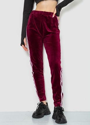 Спорт штаны женские велюровые, цвет бордовый, размер XXL, 244R...