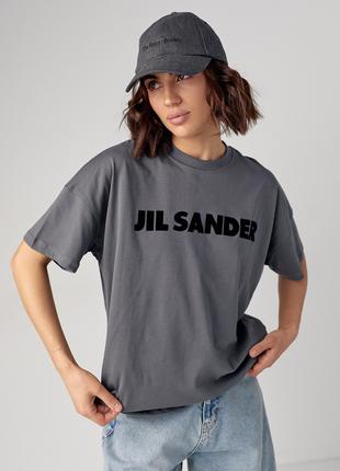 Трикотажная футболка с надписью Jil Sander - темно-серый цвет, L
