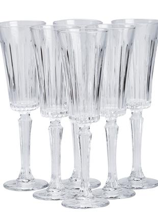 Бокал для шампанского высокий стеклянный прозрачный набор 6 шт