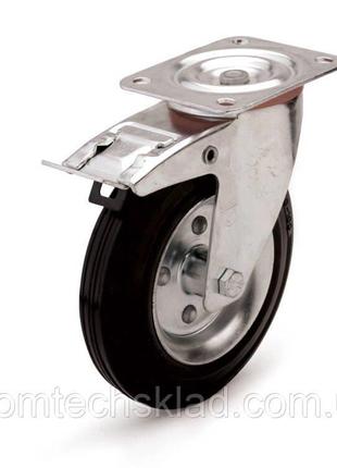 Колесо поворотное с тормозом 80 мм для тележек (усиленный крон...