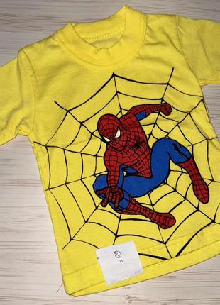 Желтая футболка для мальчика человек паук 140-146